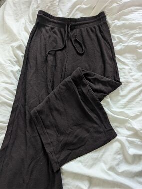 H&M Black Ribbed Knit Wide-Leg Pants